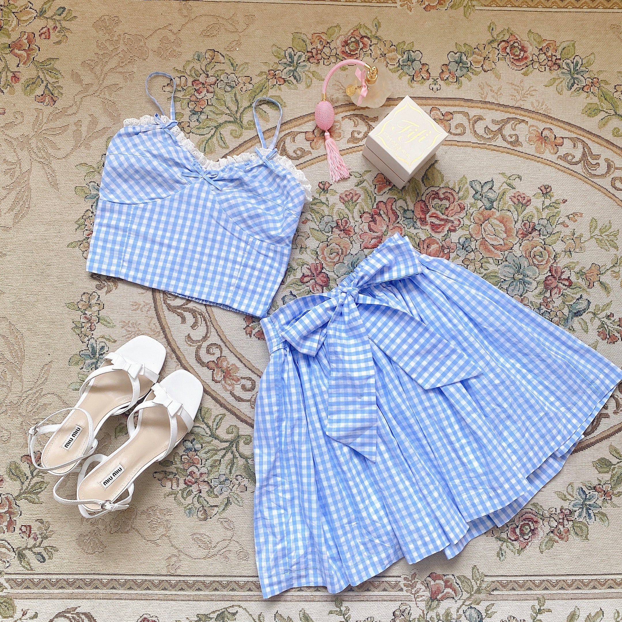 Get trendy with [Customized] Berry Dreams Gingham Set -  available at Peiliee Shop. Grab yours for $58 today!