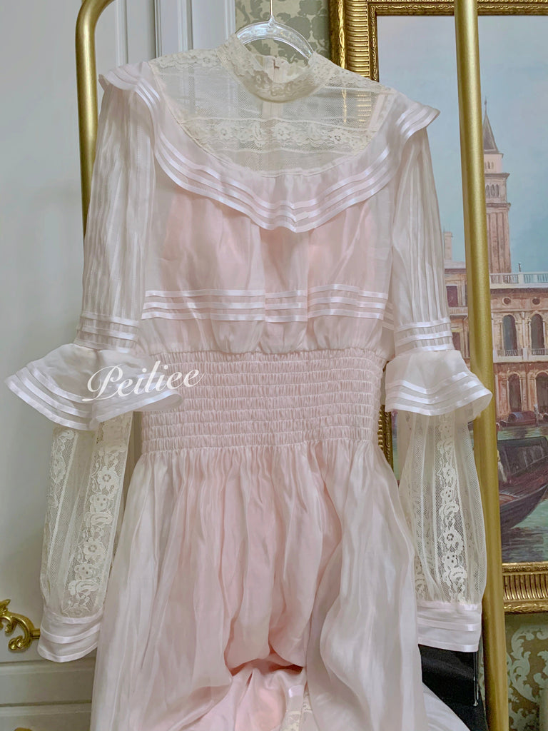 [Premium Selected] My Golden Days Vintage Antique Edwardian Soft Pink Dress Set - Premium  from Sweet Piknis - Just $75.00! Shop now at Peiliee Shop