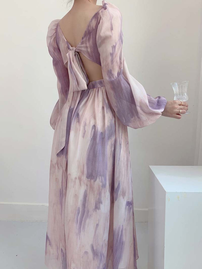 Lilac Floral Dress Gown - Premium Dresses from Vintage Inspired - Just $38.60! Shop now at Peiliee Shop