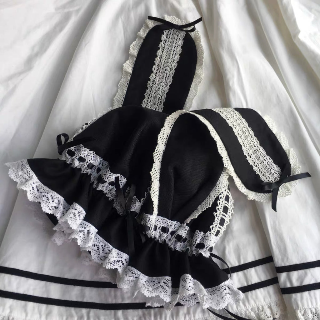 Babydoll Lolita Fashion Handmade Lace Bunny Ear Hat - Premium  from Peiliee Shop - Just $38.00! Shop now at Peiliee Shop