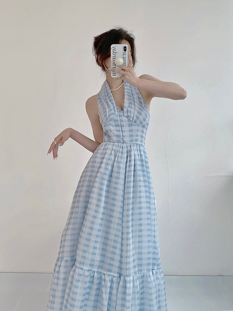 Get trendy with Blue memory gingham dress - Dresses available at Peiliee Shop. Grab yours for $36.80 today!