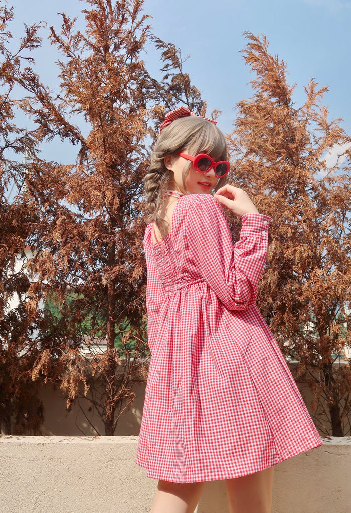 Autumn Morning Mist Gingham Dress - Premium  from Canmi - Just $35.00! Shop now at Peiliee Shop