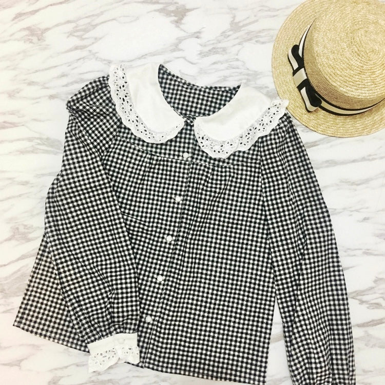 Get trendy with [Peiliee Studio] Gingham Babydoll Shirt -  available at Peiliee Shop. Grab yours for $22 today!