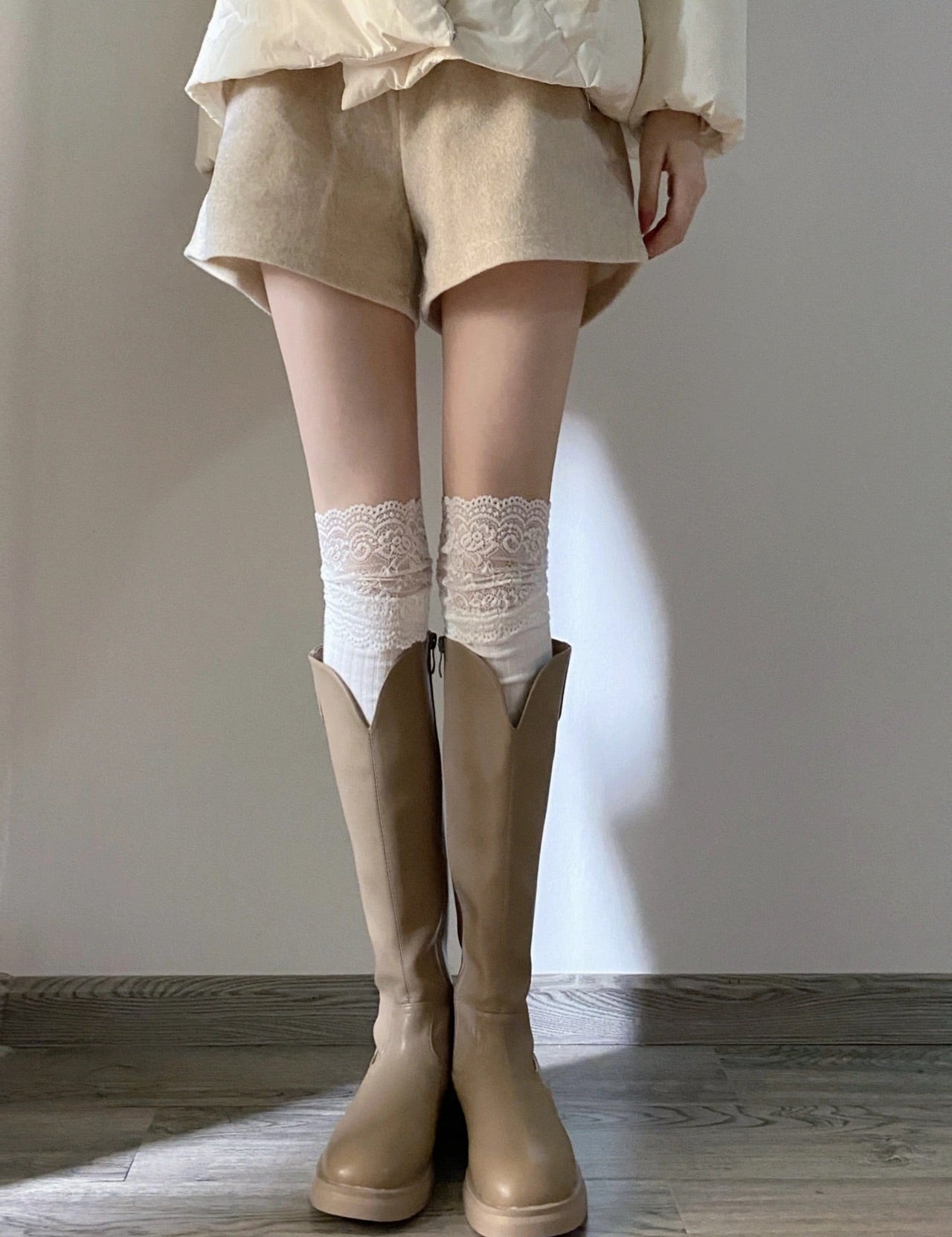 Get trendy with [Basic] Angelic Cloud Lace Cotton Over-knee socks - Stocking available at Peiliee Shop. Grab yours for $7.90 today!