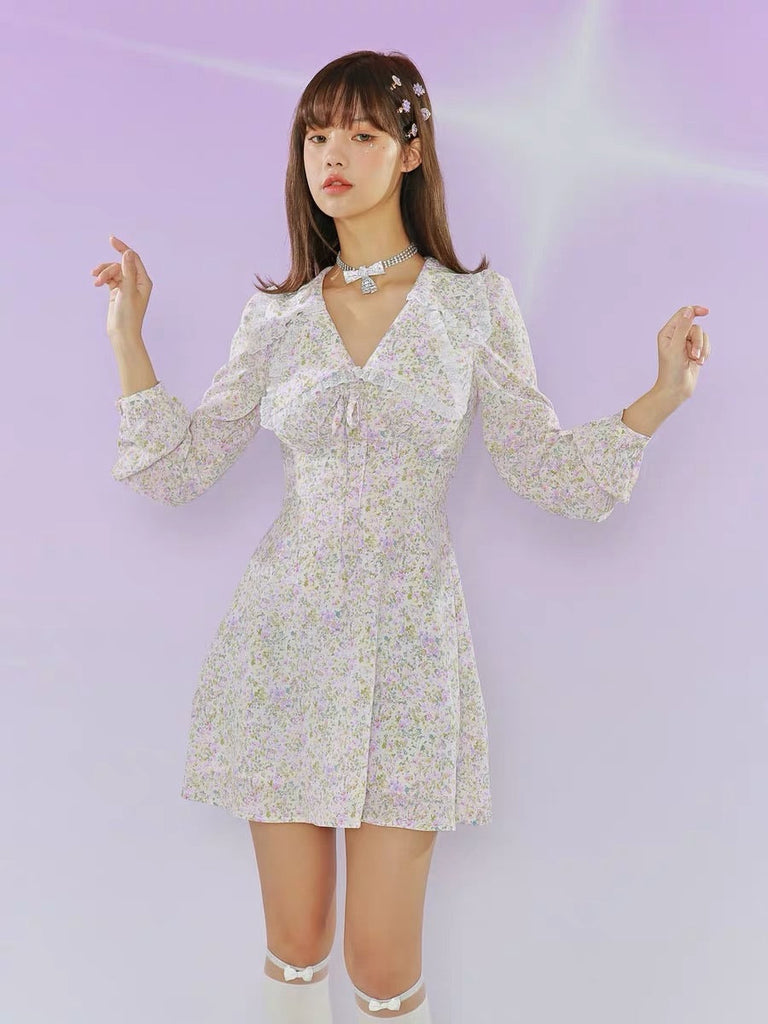 By the lake floral Mini Dress (Brand Mummy Cat) - Premium  from Mummy Cat - Just $42.00! Shop now at Peiliee Shop
