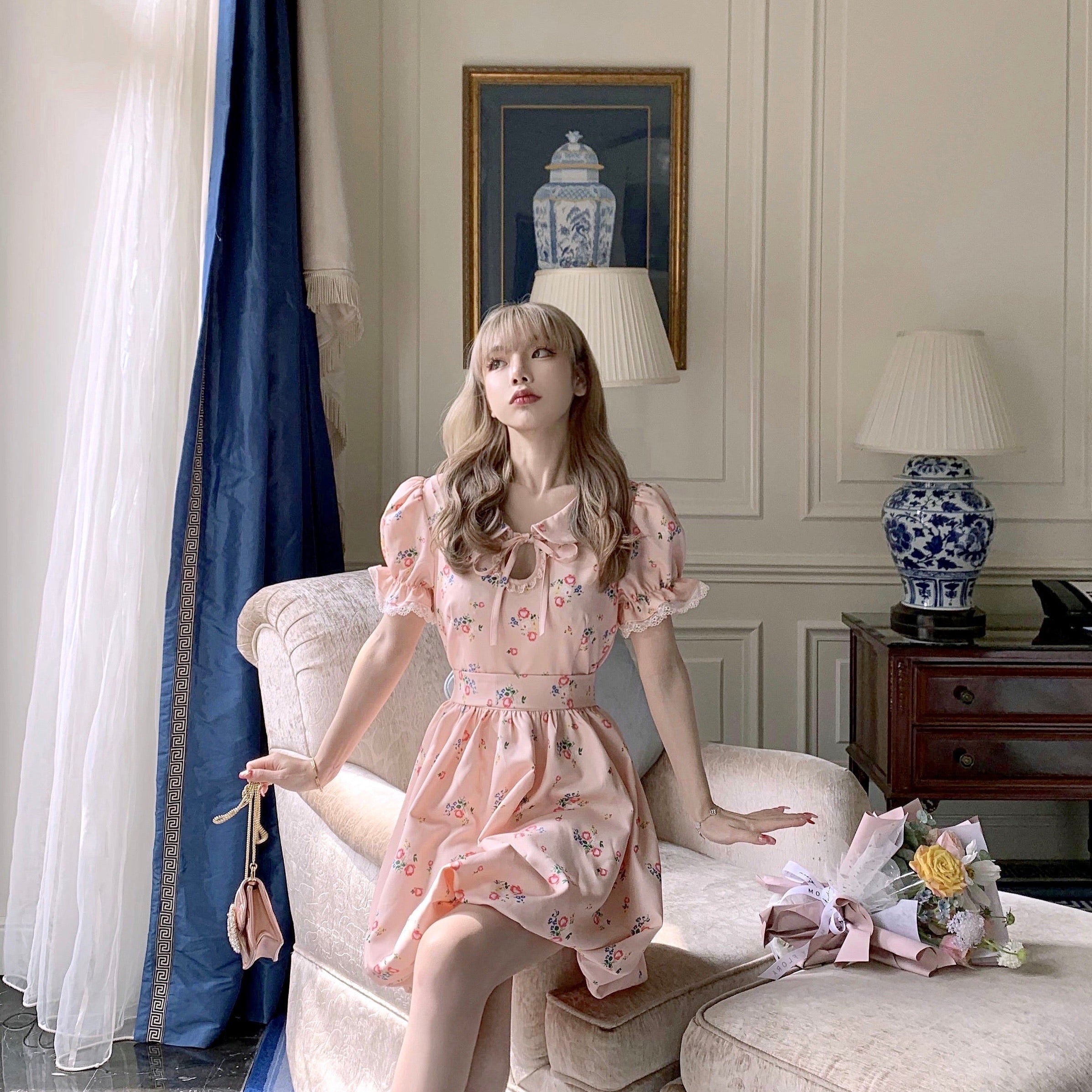 Get trendy with [Last Stocks] Flower House Princess Vintage Mini Dress -  available at Peiliee Shop. Grab yours for $105 today!