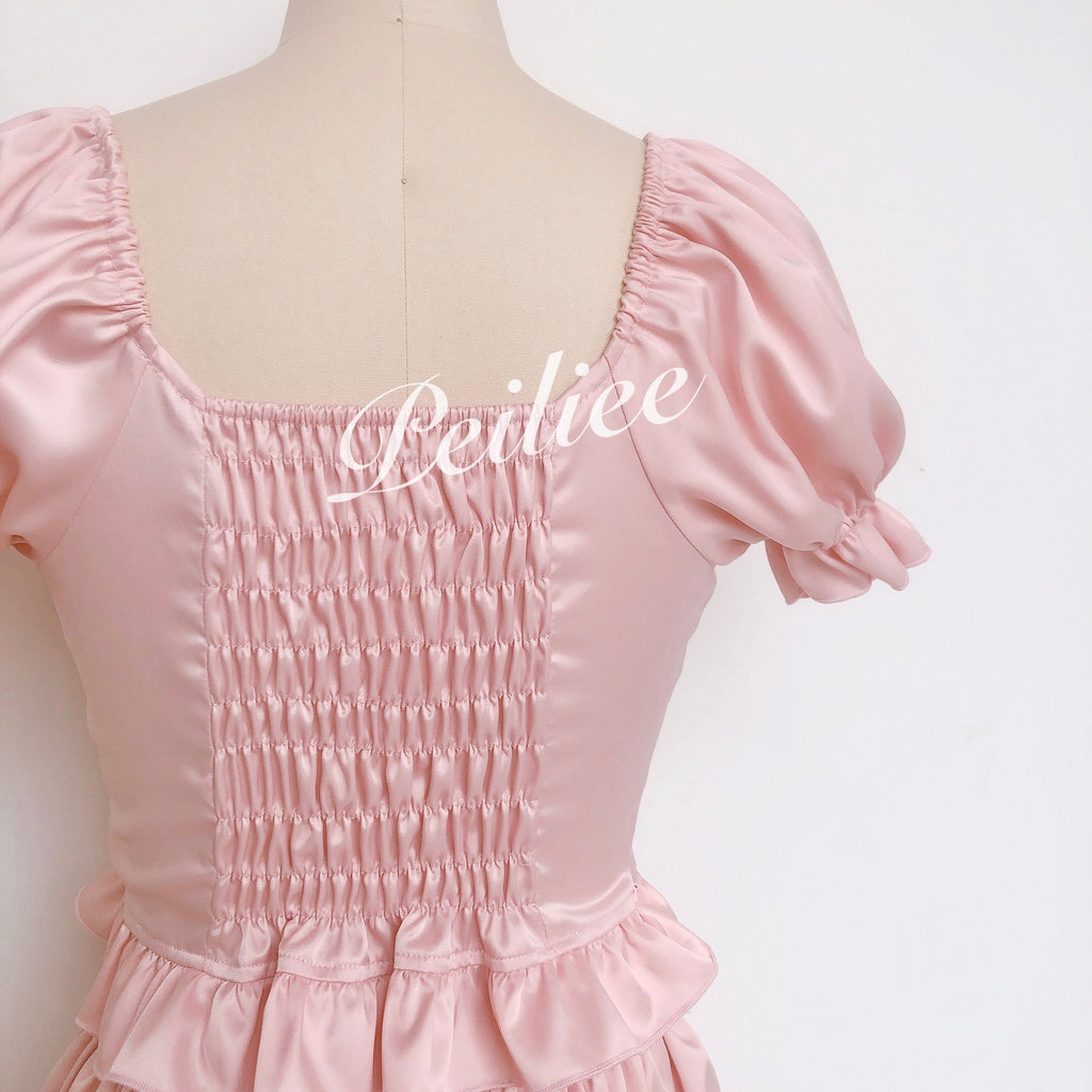[Peiliee Design 5 years anniversary] Sakura Soft Satin Dress Set - Premium  from Peiliee Shop - Just $45.00! Shop now at Peiliee Shop