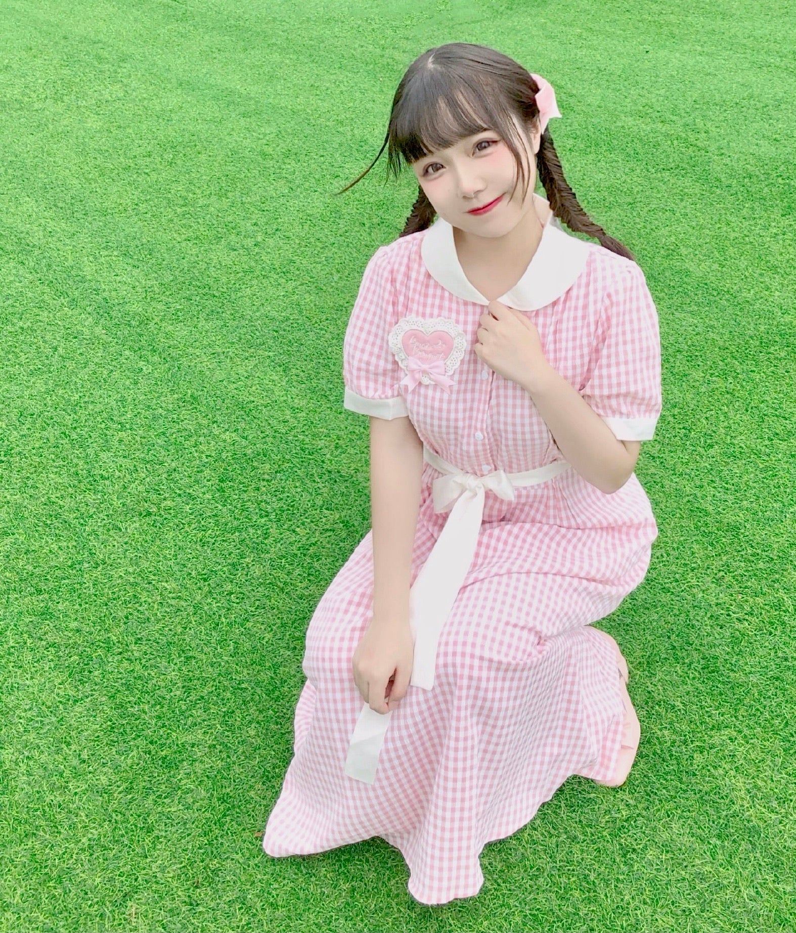 Get trendy with [Premium Selected] Arrived In Dream Land Gingham Dress (designer Rose Candy) -  available at Peiliee Shop. Grab yours for $45 today!