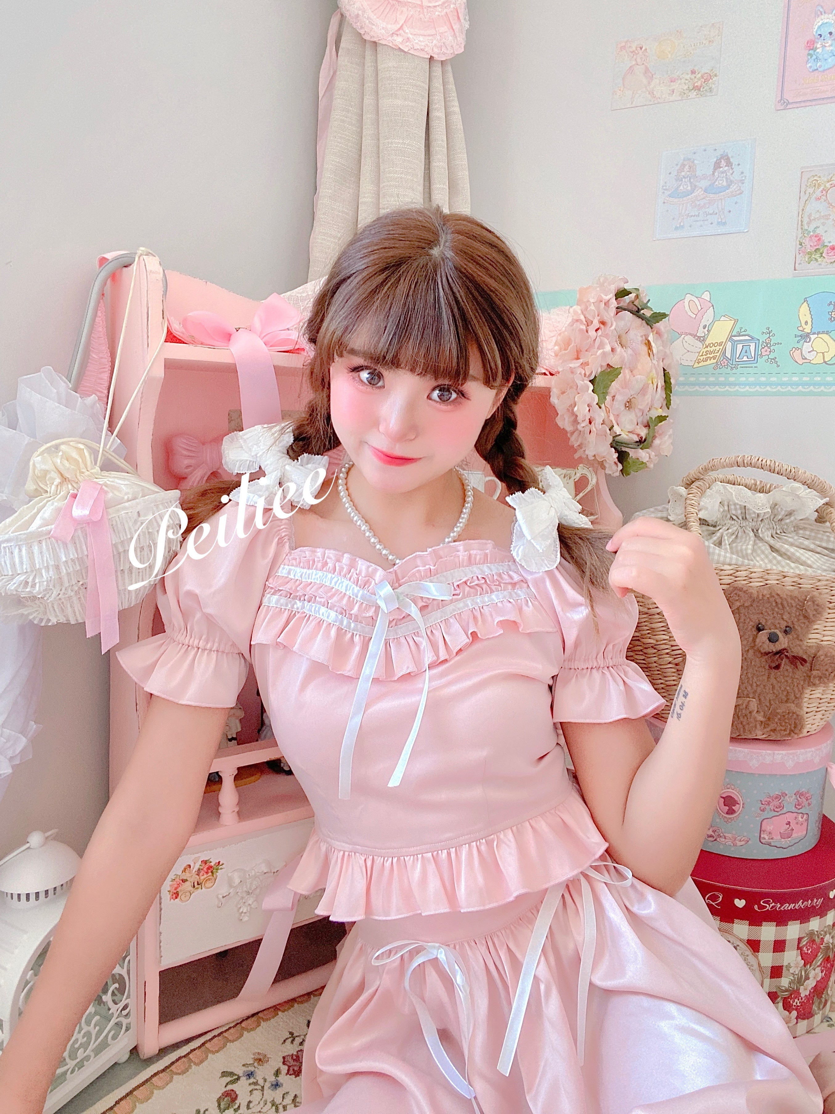 Get trendy with [Peiliee Design 5 years anniversary] Sakura Soft Satin Dress Set - Dresses available at Peiliee Shop. Grab yours for $45 today!