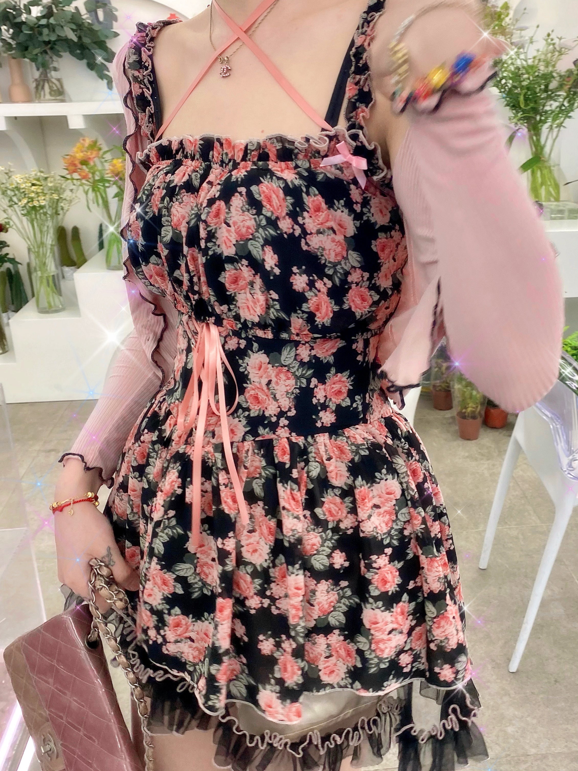 Get trendy with [Premium Selected] Rozen Maiden Floral Set Mini Dress (designer Arilf) -  available at Peiliee Shop. Grab yours for $54 today!