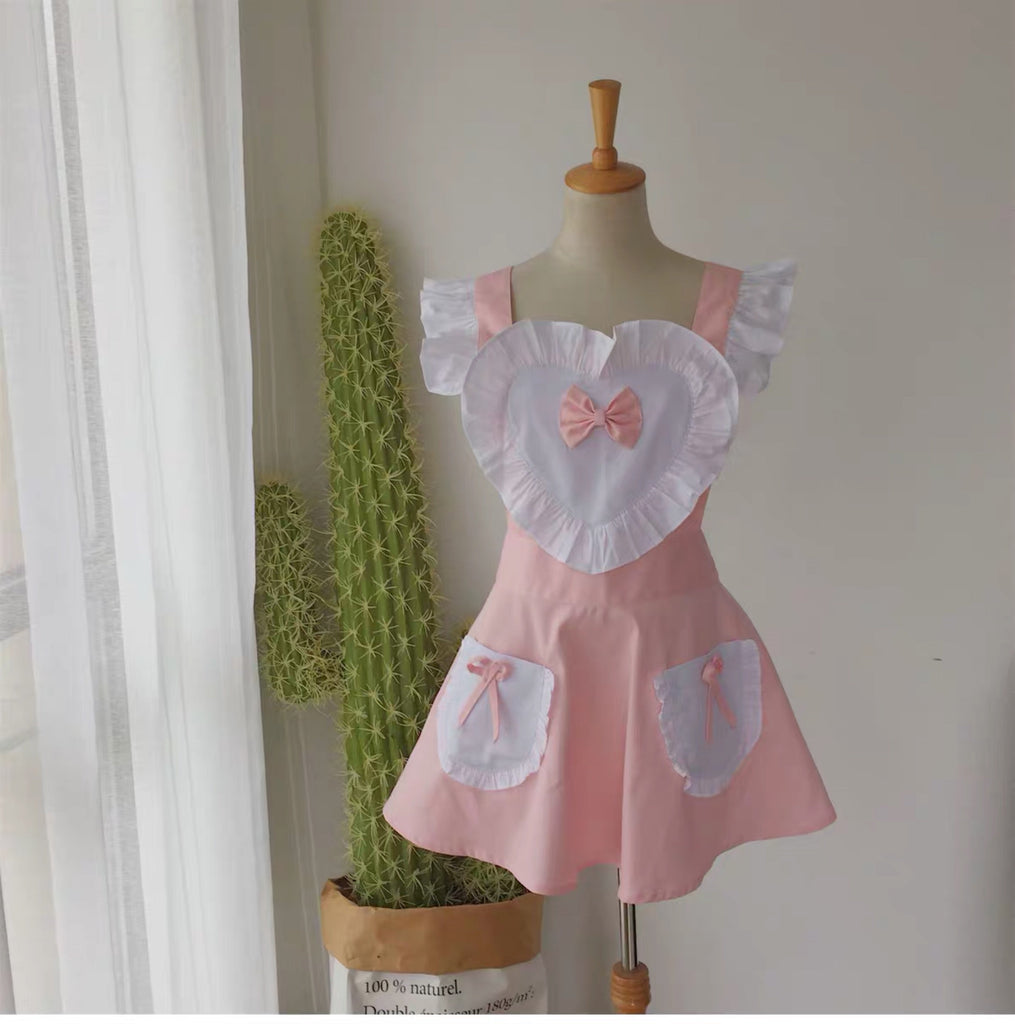Get trendy with [2 weeks hand sewing time! ]Dolly heart apron -  available at Peiliee Shop. Grab yours for $29 today!