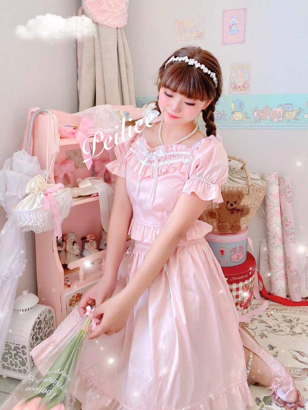 Get trendy with [Peiliee Design 5 years anniversary] Sakura Soft Satin Dress Set - Dresses available at Peiliee Shop. Grab yours for $45 today!