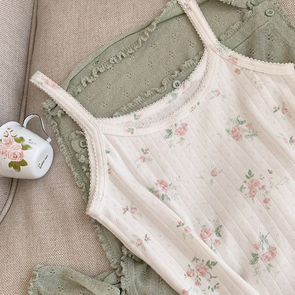 [Basic] Fairy Dance Floral Vest Top - Premium Shirts & Tops from RIBERRY - Just $16.00! Shop now at Peiliee Shop