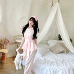 Get trendy with Angelic Rosé Satin Lounge wear set -  available at Peiliee Shop. Grab yours for $12 today!