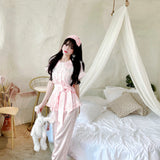 Get trendy with Angelic Rosé Satin Lounge wear set -  available at Peiliee Shop. Grab yours for $12 today!
