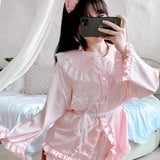 Get trendy with Angelic Rosé Satin Lounge wear set -  available at Peiliee Shop. Grab yours for $12 today!