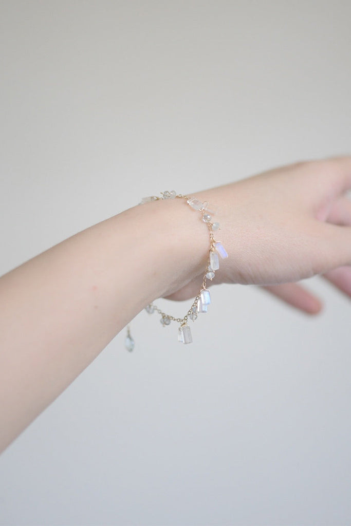 Get trendy with Moonset over the sea handmade crystal 14k gold bracelet birth stone of June - Bracelet available at Peiliee Shop. Grab yours for $48 today!