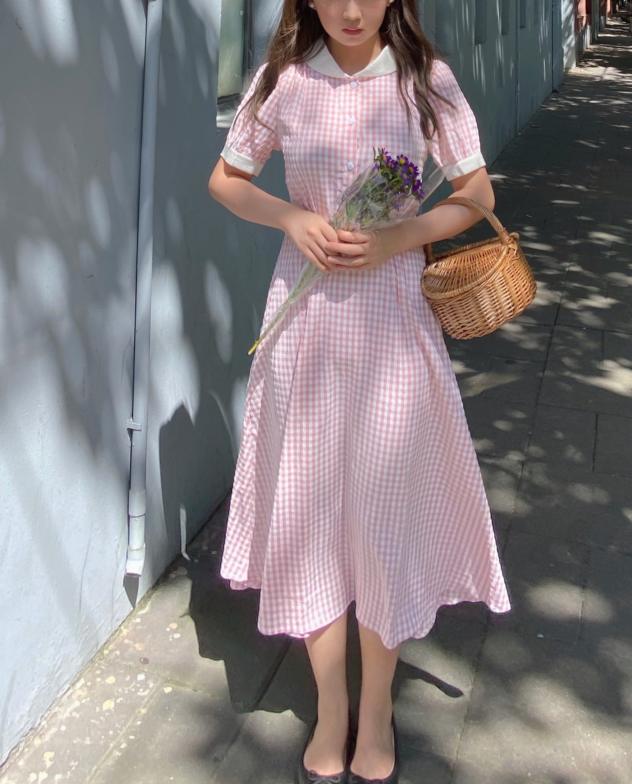 Get trendy with [Premium Selected] Arrived In Dream Land Gingham Dress (designer Rose Candy) -  available at Peiliee Shop. Grab yours for $45 today!