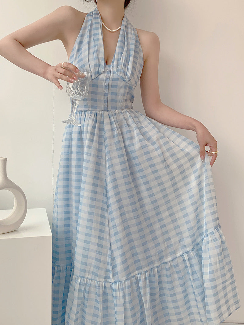 Get trendy with Blue memory gingham dress - Dresses available at Peiliee Shop. Grab yours for $36.80 today!