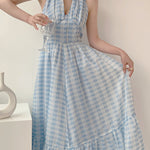 Get trendy with Blue memory gingham dress - Dresses available at Peiliee Shop. Grab yours for $36.80 today!