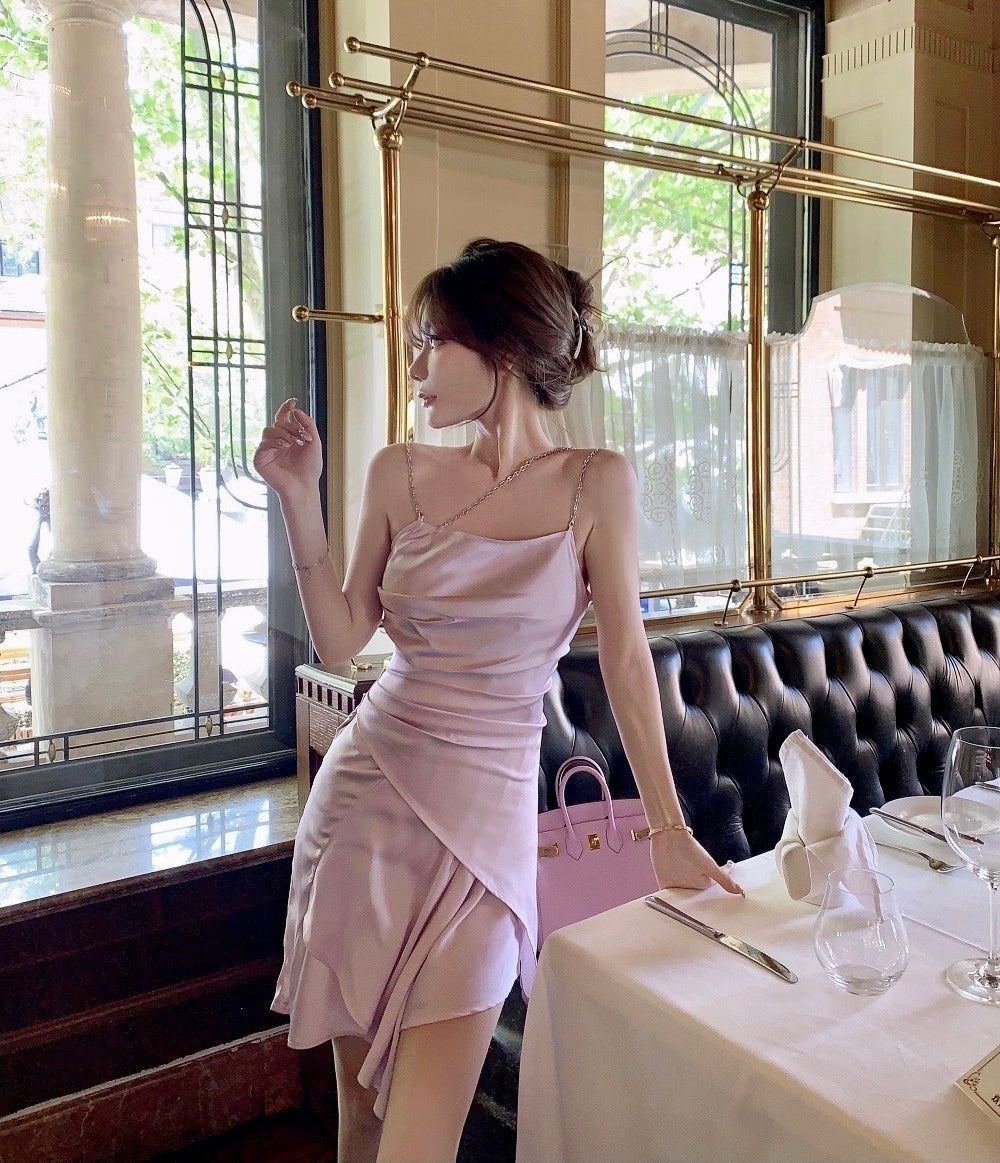 Get trendy with Lilac Aroma Satin Mini Dress -  available at Peiliee Shop. Grab yours for $89.90 today!