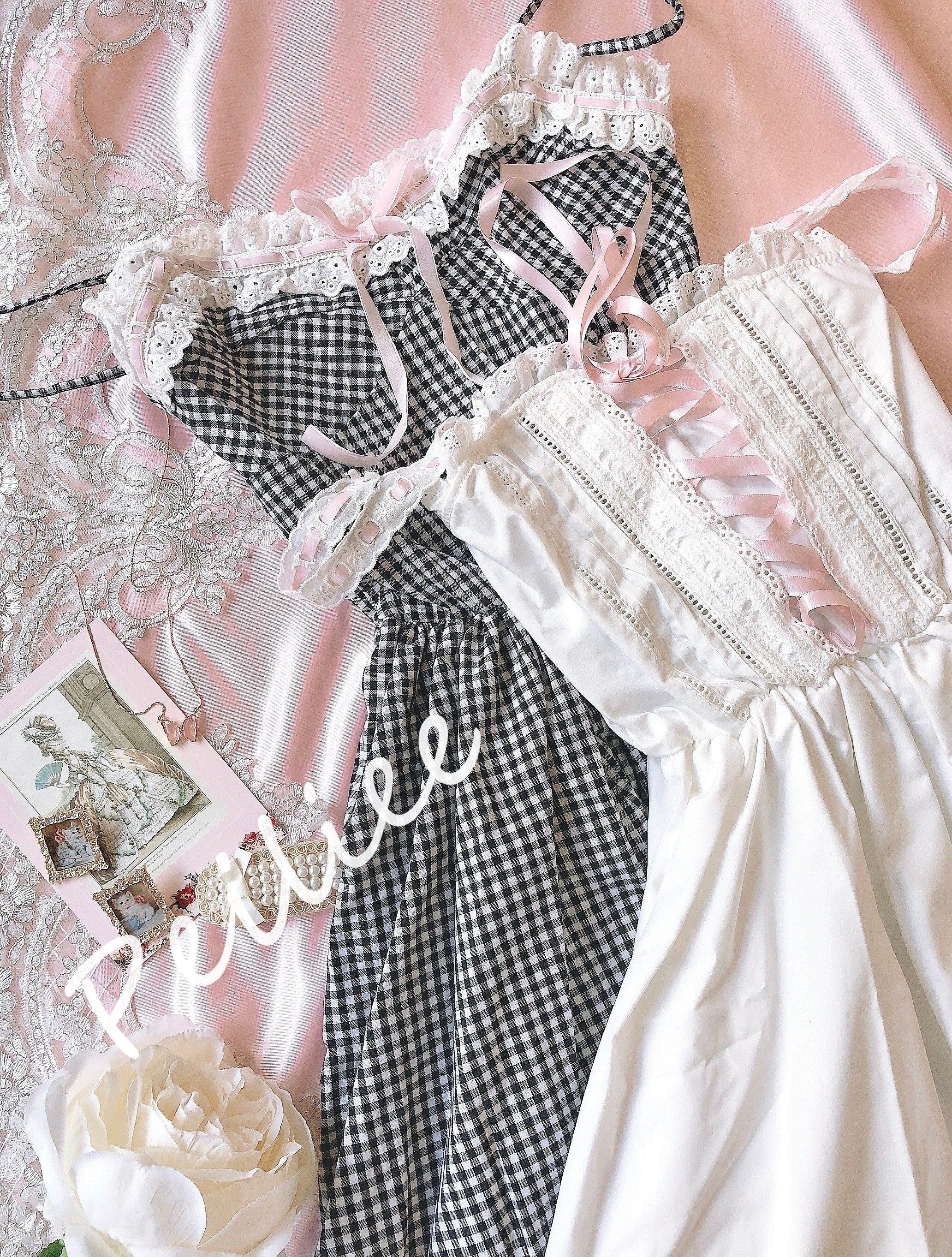 Get trendy with Ballet Dream Babydoll Ballerina gingham dress - Dress available at Peiliee Shop. Grab yours for $36 today!