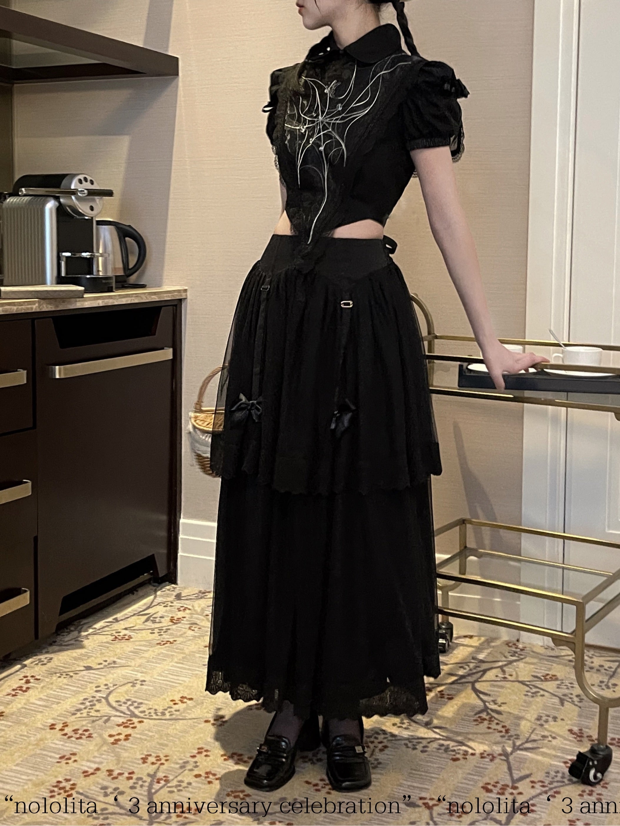 Get trendy with [Nololita Pre-order] After Rain Gothic Set with satin shirt and skirt -  available at Peiliee Shop. Grab yours for $42 today!