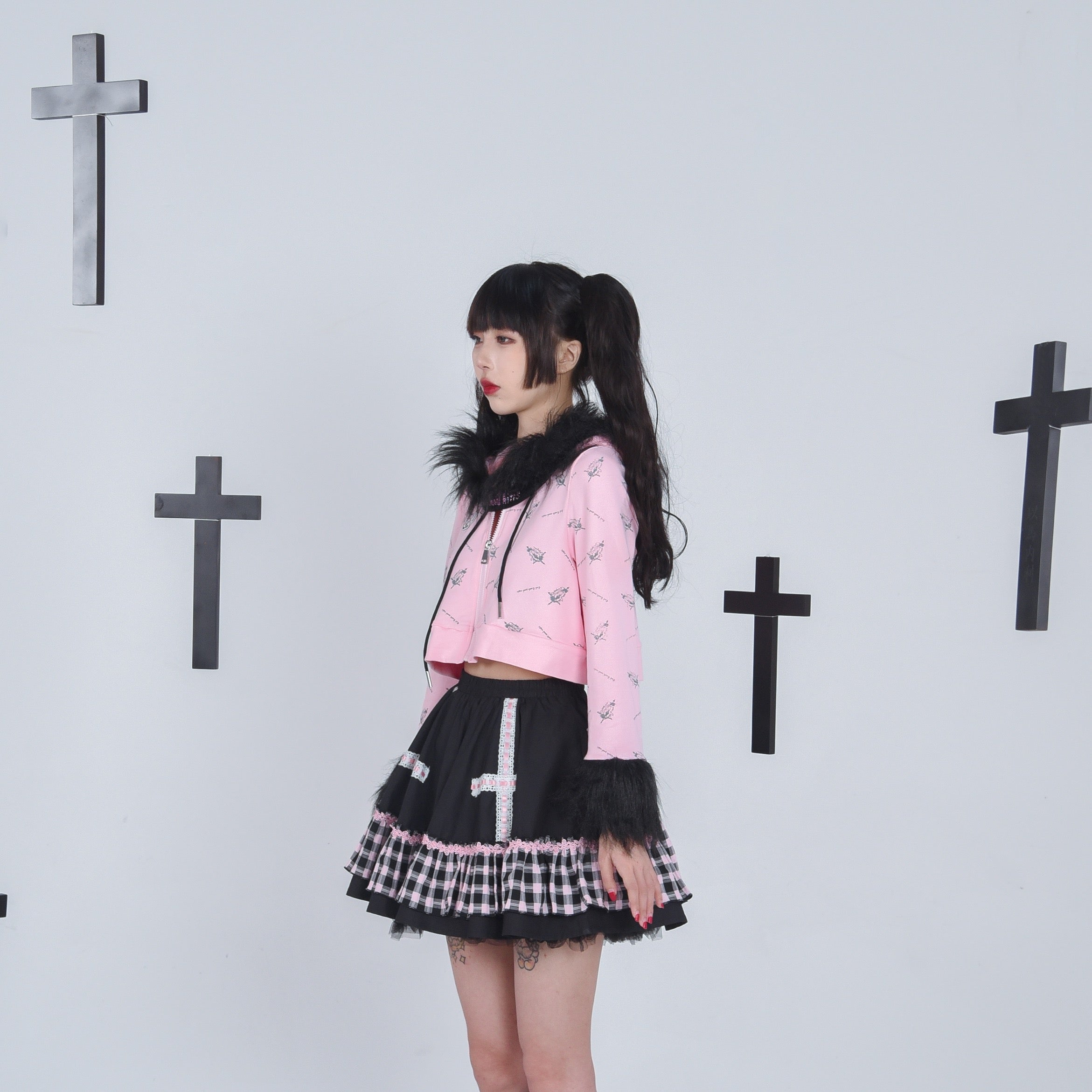 Get trendy with Evil Tooth Gothic Heart Faux Fur Hoody Y2k - Top available at Peiliee Shop. Grab yours for $46.80 today!