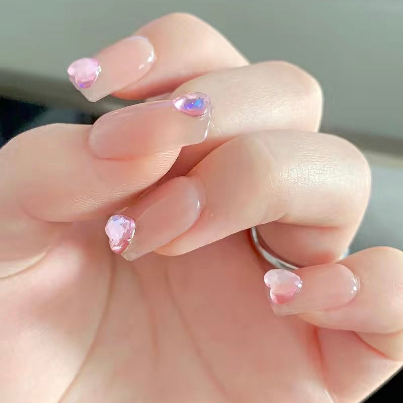 Get trendy with Crystal Heart sticky Nails Set - Nails available at Peiliee Shop. Grab yours for $11.50 today!