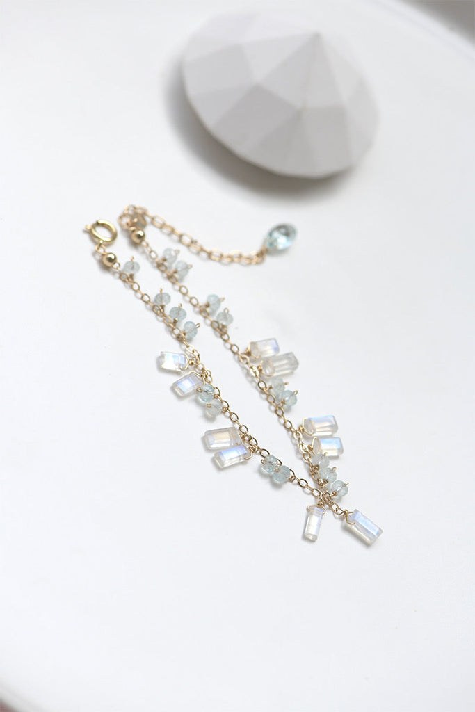 Moonset over the sea handmade crystal 14k gold bracelet birth stone of June - Premium Bracelet from Handcrafts Marketplace - Just $48.00! Shop now at Peiliee Shop