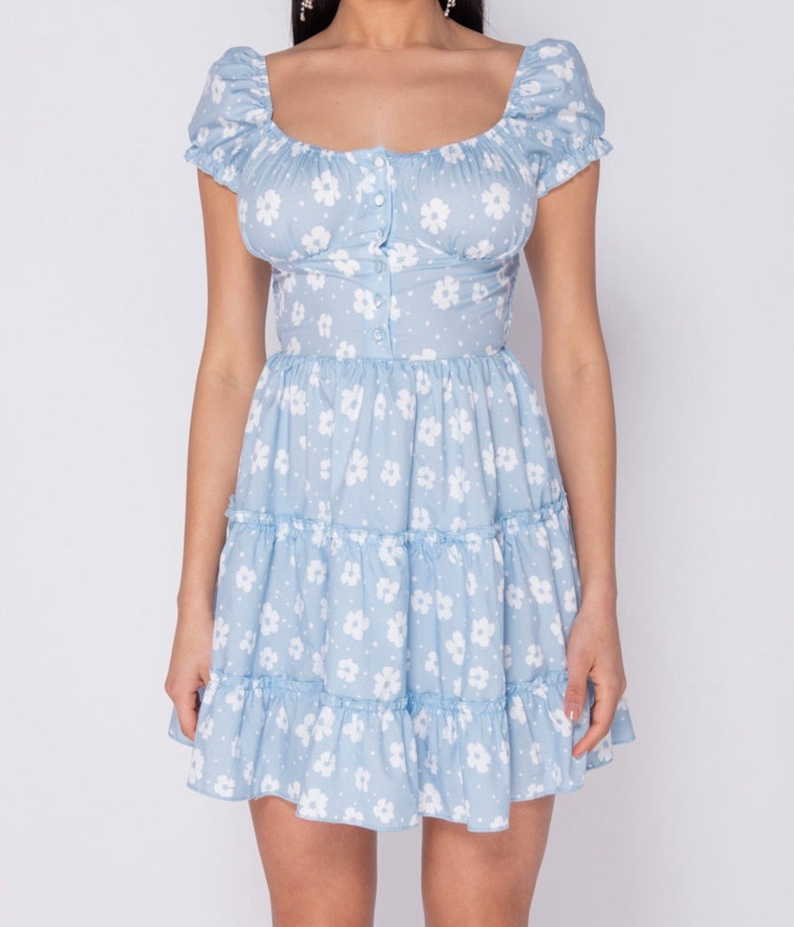 [From Sweden] Daisy Floral Frill Mini Dress - Premium  from Parision - Just $24.00! Shop now at Peiliee Shop
