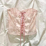Get trendy with [Handmade] The Pink Rose Lace Corset -  available at Peiliee Shop. Grab yours for $39.90 today!