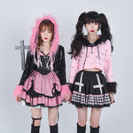 Get trendy with Evil Tooth Gothic Heart Faux Fur Hoody Y2k - Top available at Peiliee Shop. Grab yours for $46.80 today!