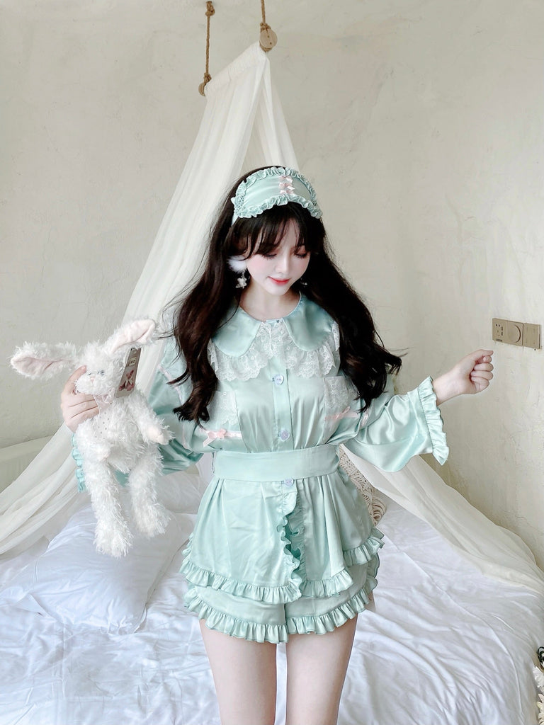 Angelic Mint Satin Lounge wear set - Premium  from Summer Joy - Just $15.00! Shop now at Peiliee Shop