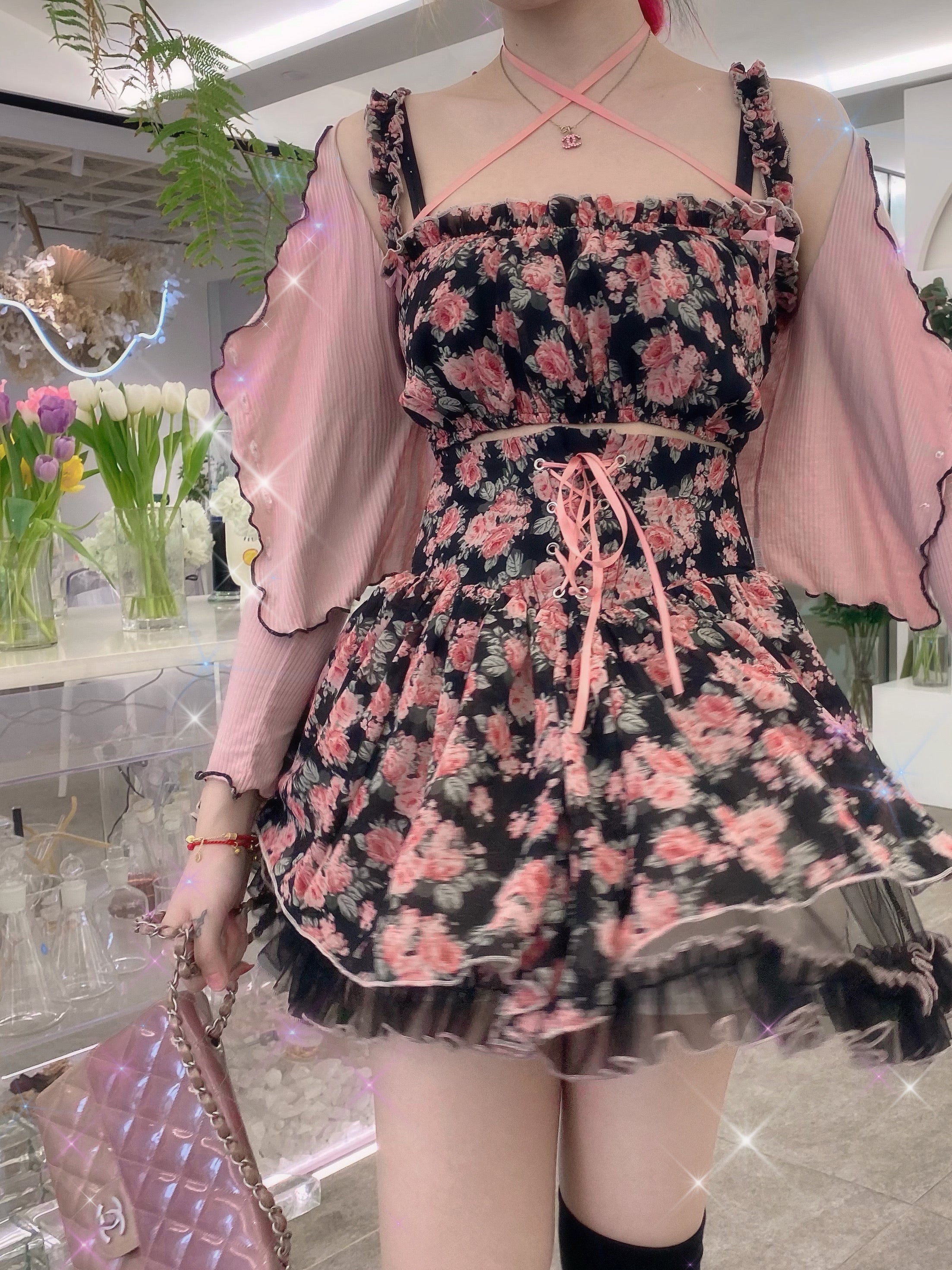 Get trendy with [Premium Selected] Rozen Maiden Floral Set Mini Dress (designer Arilf) -  available at Peiliee Shop. Grab yours for $54 today!