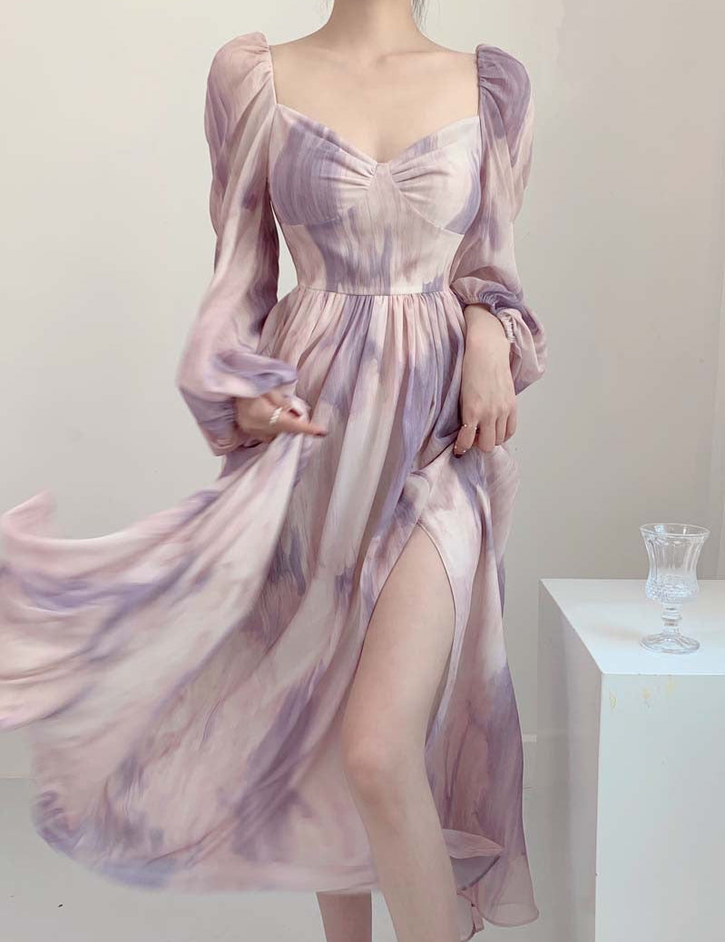 Get trendy with Lilac Floral Dress Gown - Dresses available at Peiliee Shop. Grab yours for $38.60 today!