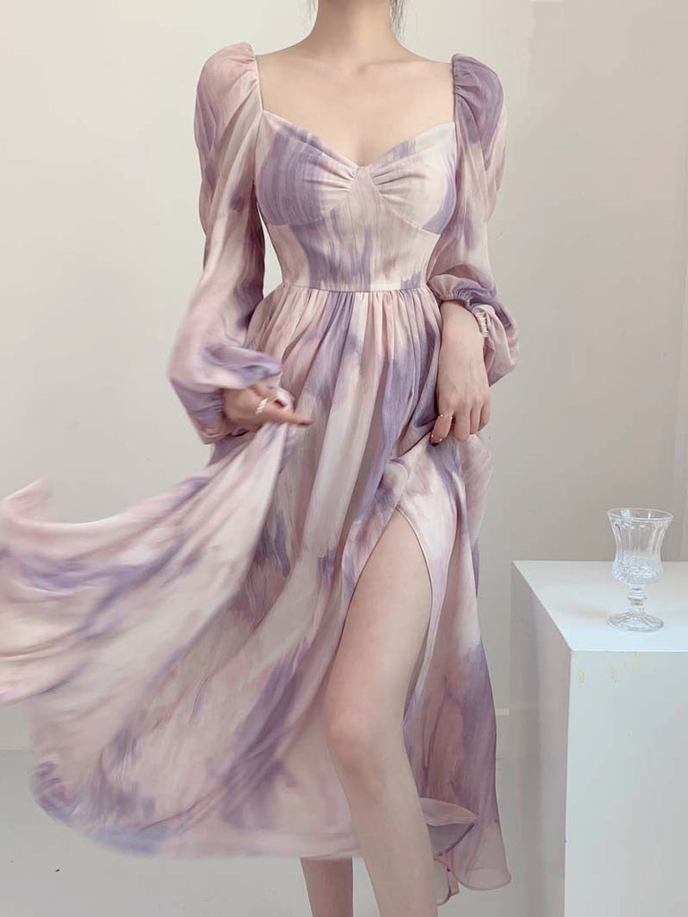 Lilac Floral Dress Gown - Premium Dresses from Vintage Inspired - Just $38.60! Shop now at Peiliee Shop