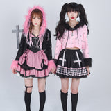 Get trendy with Evil Tooth Gothic Heart Faux Fur Hoody Y2k - Top available at Peiliee Shop. Grab yours for $46.80 today!