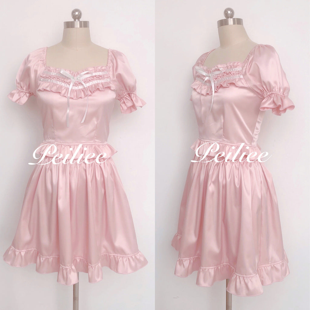 [Peiliee Design 5 years anniversary] Sakura Soft Satin Dress Set - Premium  from Peiliee Shop - Just $45.00! Shop now at Peiliee Shop