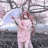 Get trendy with Sakura Dream Velvet Corset Top With Sleeves - Shirts & Tops available at Peiliee Shop. Grab yours for $55 today!