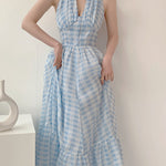 Get trendy with Blue memory gingham dress - Dresses available at Peiliee Shop. Grab yours for $36.80 today!