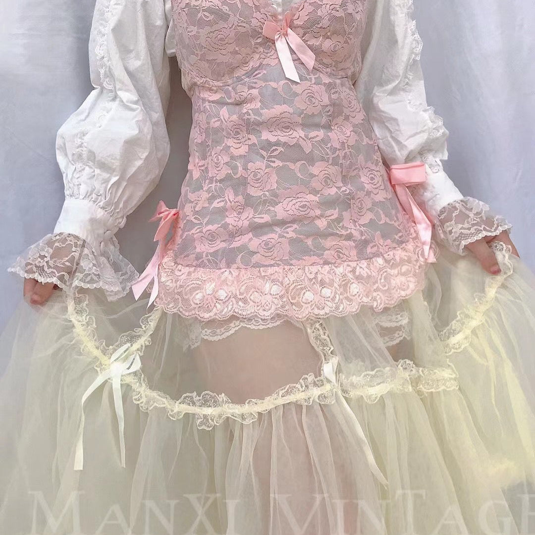 Get trendy with Cloudy Pink Lace Corset Top -  available at Peiliee Shop. Grab yours for $59.90 today!