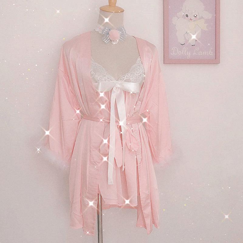 Get trendy with [Only 1] Fairy Dream satin loungewear set -  available at Peiliee Shop. Grab yours for $55 today!