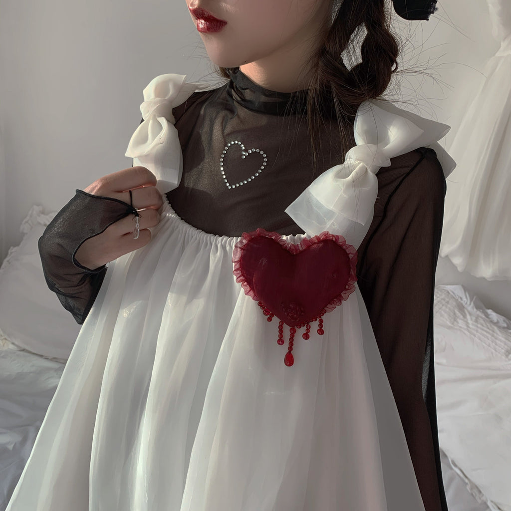 Get trendy with [Nololita] Fine Snow Heart Top - Shirts & Tops available at Peiliee Shop. Grab yours for $25 today!