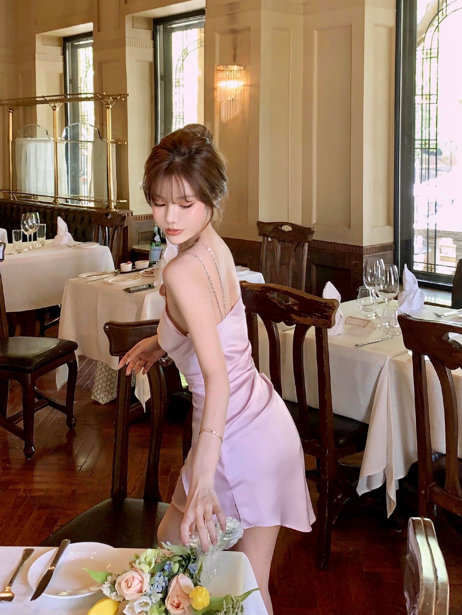 Get trendy with Lilac Aroma Satin Mini Dress -  available at Peiliee Shop. Grab yours for $89.90 today!