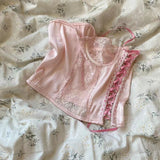 Get trendy with [Handmade] The Pink Rose Lace Corset -  available at Peiliee Shop. Grab yours for $39.90 today!