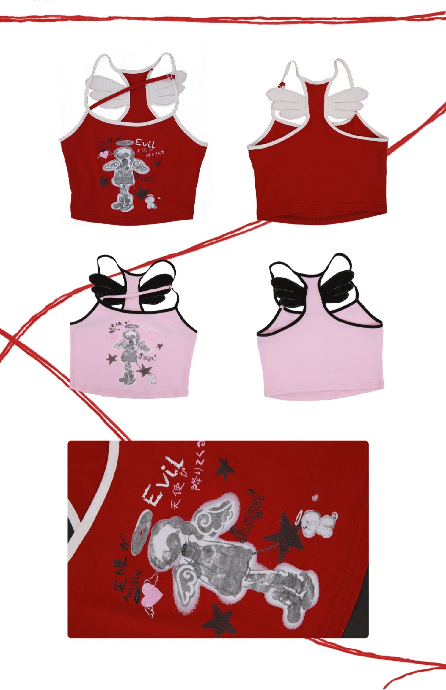 Get trendy with [Evil tooth] Angel besties wing crop top - Shirts & Tops available at Peiliee Shop. Grab yours for $39.90 today!