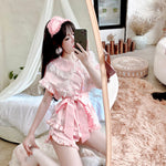 Get trendy with Angelic Rosé Satin Lounge wear set -  available at Peiliee Shop. Grab yours for $12 today!