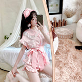 Get trendy with Angelic Rosé Satin Lounge wear set -  available at Peiliee Shop. Grab yours for $12 today!