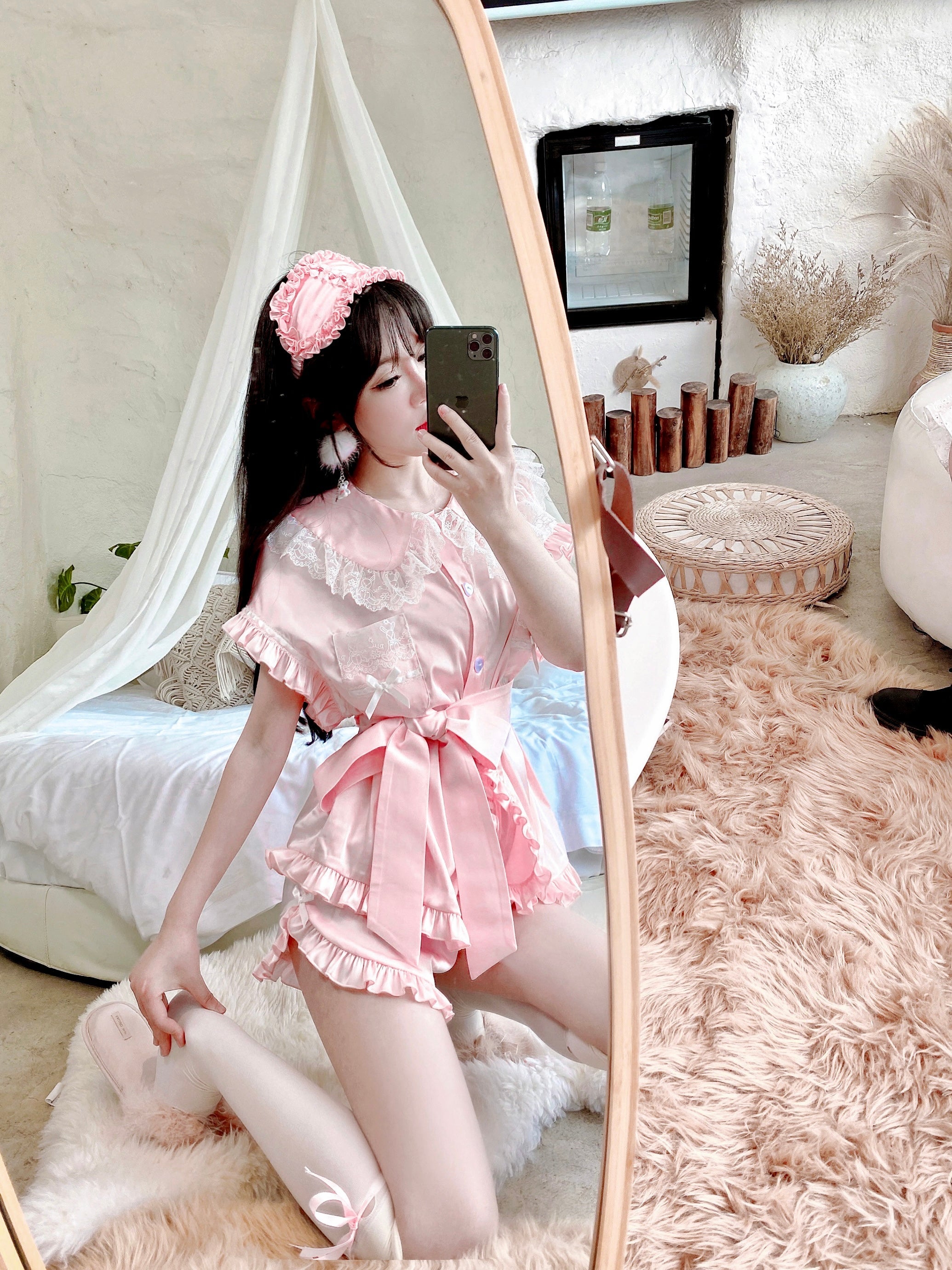 Get trendy with Angelic Rosé Satin Lounge wear set -  available at Peiliee Shop. Grab yours for $12 today!